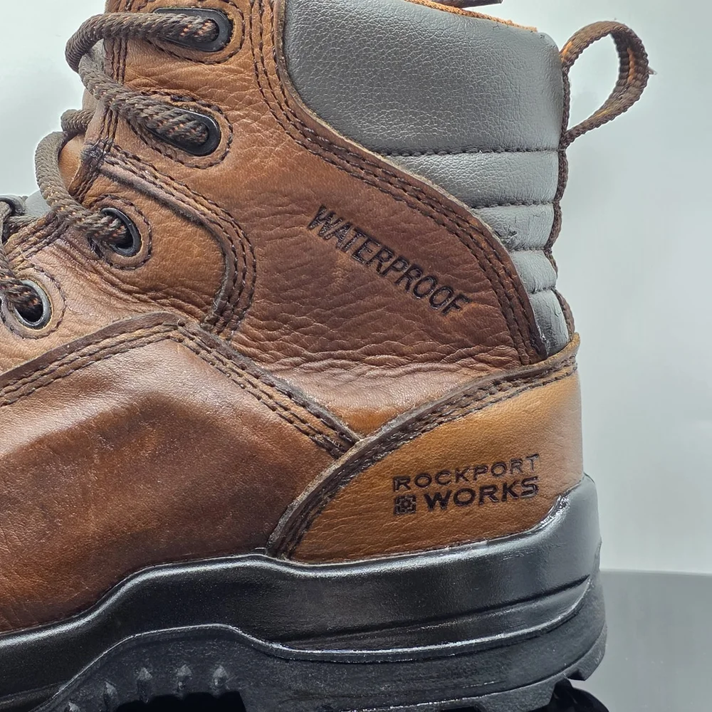 Rockport Works RK664 Composite Toe Waterproof Leather Boots Mens 7M Women’s 9M
